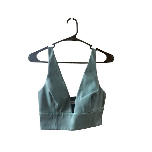 Susana Monaco x Revolve Faux Leather Crop Bralette Top Dark Green Size XS. - Picture 1 of 6